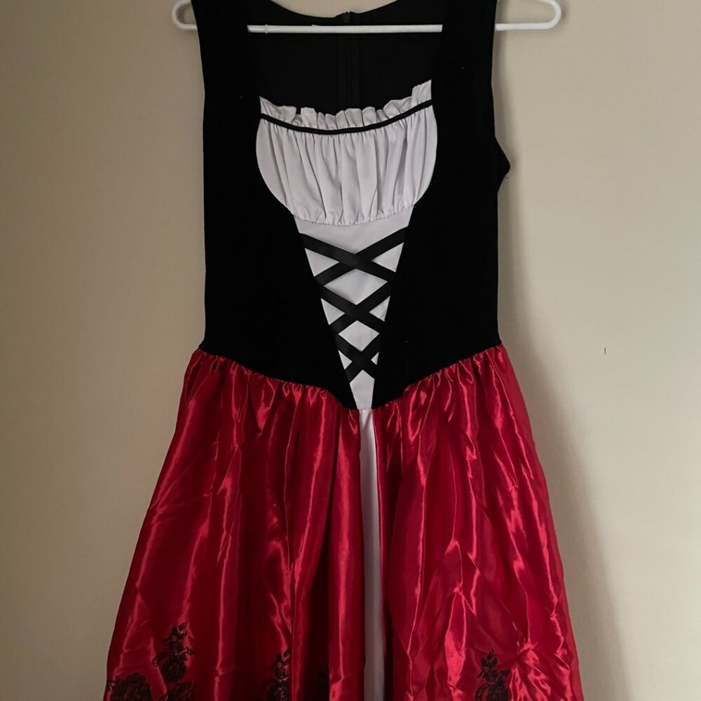 Red & Black Lace-Up Costume Dress